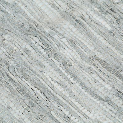 vidaXL Håndvevet Chindi teppe lær 120x170 cm grå