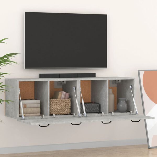 vidaXL Veggskap 2 stk betonggr&aring; 80x35x36,5 cm konstruert tre