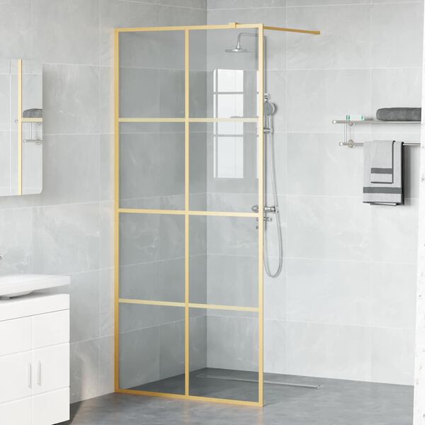 vidaXL Walk-in Dusjvegg Gull 90 x 195 cm herdet glass