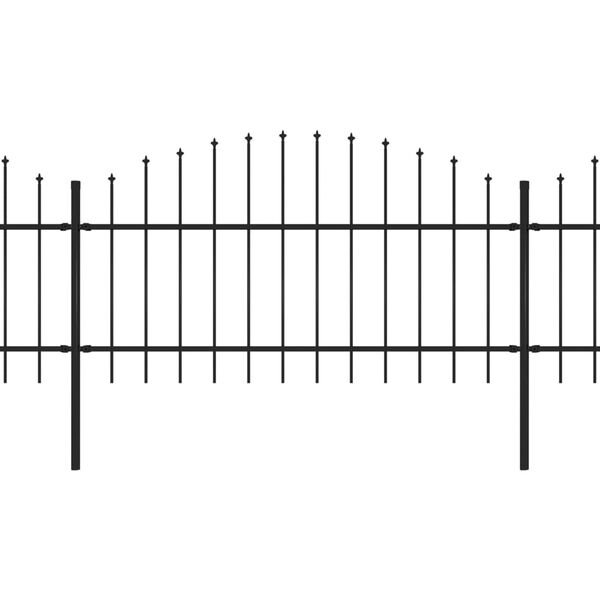 vidaXL Hagegjerde med spydtopp stål (1-1,25)x13,6 m svart