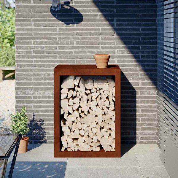 vidaXL Vedstativ 60x40x80 cm oksidert st&aring;l