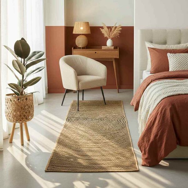 vidaXL Teppe Naturlig og svart 60 x 110 cm Jute