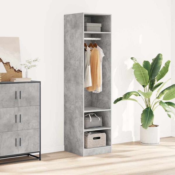 vidaXL Garderobe betonggr&aring; 50x50x200 cm konstruert tre