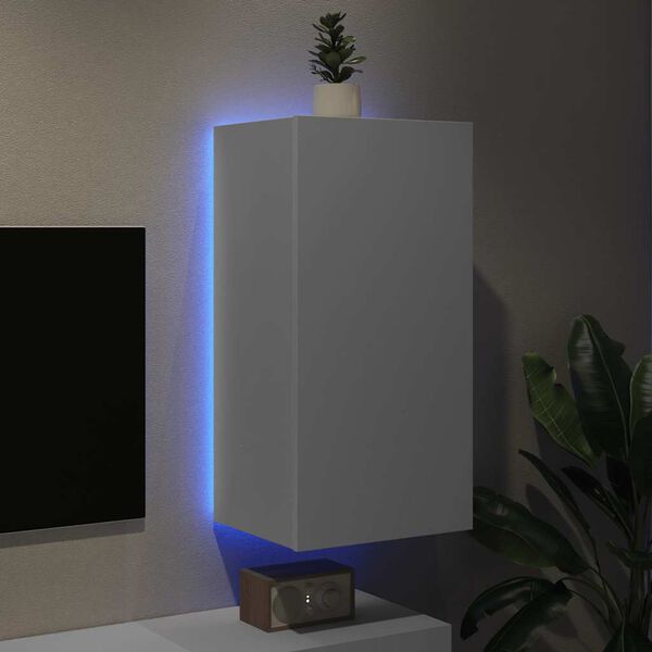 vidaXL Vegghengt TV-benk med LED hvit 40,5x35x80 cm