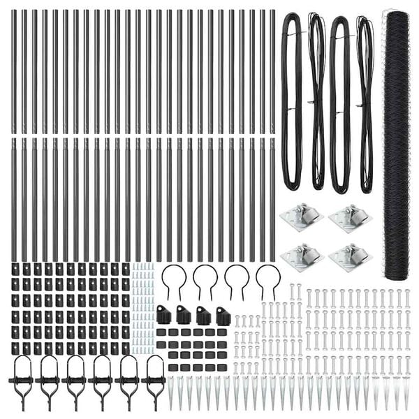 vidaXL Gjerde med innlegg. Grå 1.5 x 50 m PVC-belagt stål