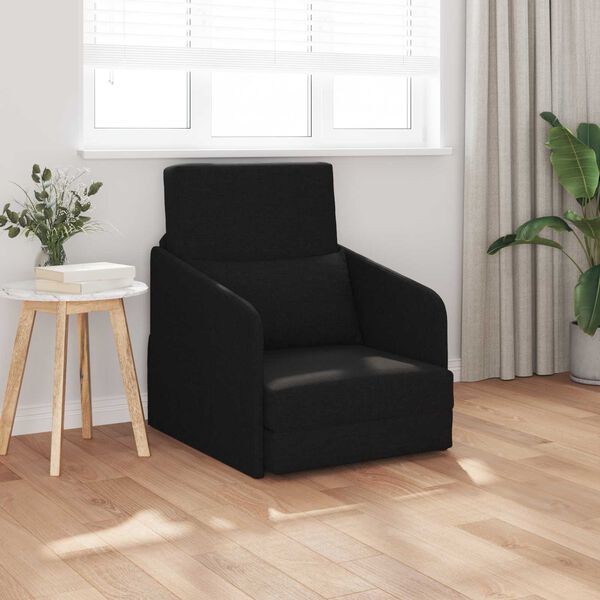 vidaXL Sammenleggbar Sofa seng Svart 65 x 80 x 83 cm stoff