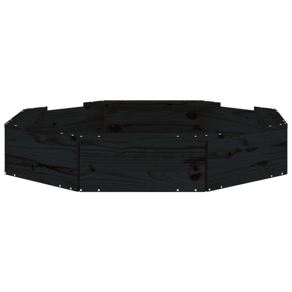 vidaXL Sandkasse med seter svart &aring;ttekantet heltre furu