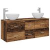 vidaXL Baderomsskapsett 3 stk. Gammelt tre 129 x 35 x 80 cm