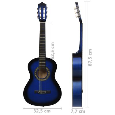 vidaXL Klassisk gitar for nybegynnere og barn 1/2 34" blå