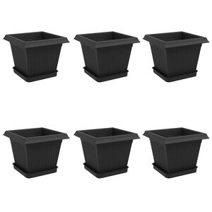 vidaXL Plantepotter 6 pcs Svart 20 x 20 x 16 cm Plast