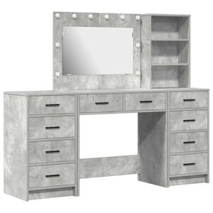 vidaXL Sminkebord 3 stk. Betonggr&aring; 78,5 x 41 x 135 cm Konstruert tre