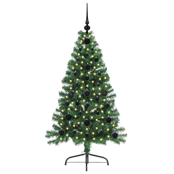 vidaXL Kunstig Forh&aring;ndsopplyst Juletre med 150 LED gr&oslash;nn 120 cm PVC