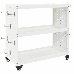 vidaXL Verkt&oslash;ytrolley med hylle Hvit 75 x 35 x 73 cm Kaldvalsest&aring;l