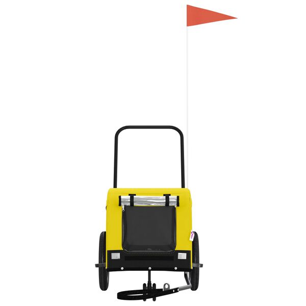 vidaXL Kjæledyrsykkelhenger gul og svart oxfordstoff og jern