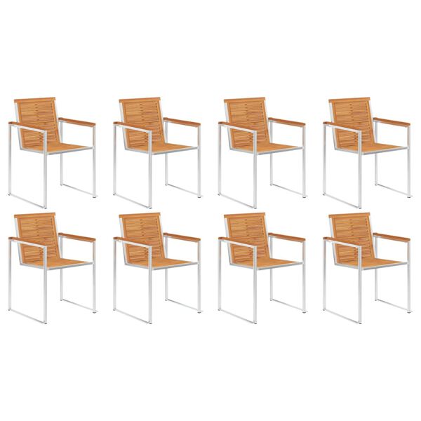 vidaXL Hagestoler 8 stk heltre akasie og rustfritt st&aring;l
