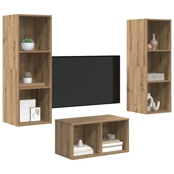 vidaXL TV-benksett Artisan Eik 37 x 37 x 107 cm Konstruert tre