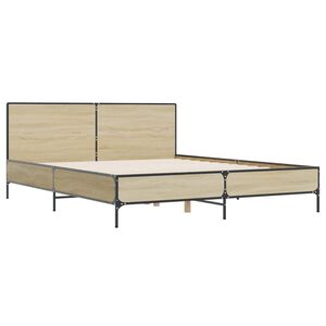 vidaXL Sengeramme sonoma eik 135x190 cm konstruert tre og metall