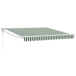 vidaXL Uttrekkbar markise Gr&oslash;nn og hvit 350 x 250 cm