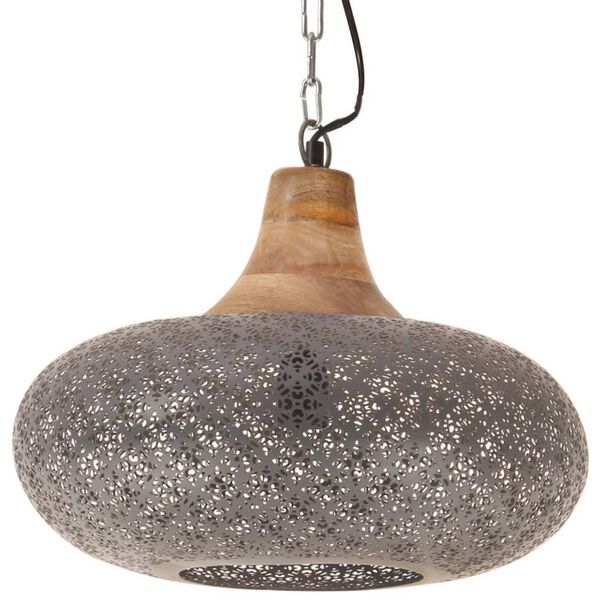 vidaXL Industriell hengelampe gr&aring; jern og heltre 40 cm E27