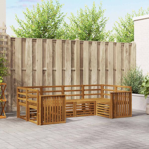 vidaXL Sofasett 6 pcs Naturlig Solid akasietre