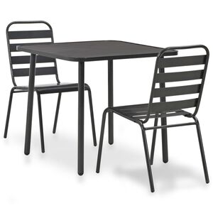 vidaXL Bistrosett 3 deler st&aring;l m&oslash;rkegr&aring;