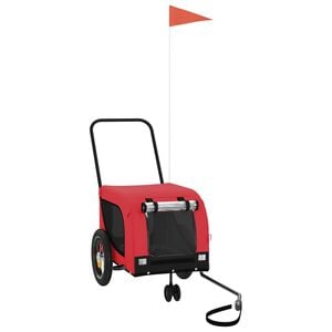 vidaXL Kjæledyrsykkelhenger rød og svart oxfordstoff og jern