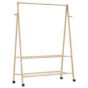 vidaXL Klesstativ med hyller og hjul 132x45,5x155,5 cm bambus