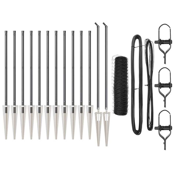 vidaXL Gjerdep&aring;le Gr&aring; 25 x 0,5 m (50 mm nett) St&aring;l