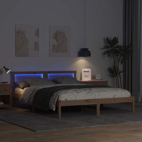 vidaXL Sengestamme med hodegjerde Brun 140 x 200 cm Massiv furu