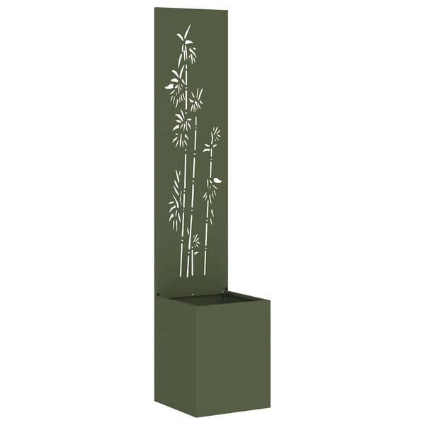 vidaXL Hageprivat skjerm Olivengrønn 32 x 140 cm Kaldvalsestål