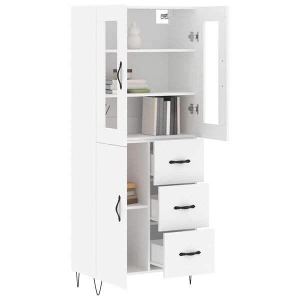 vidaXL Highboard hvit 69,5x34x180 cm konstruert tre