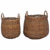 vidaXL Planterkurv med lagring 2 pcs Brun Lacak Rattan