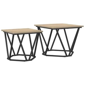 vidaXL Sidebordssett 2 pcs Sonoma eik Konstruksjonsvirke og st&aring;l