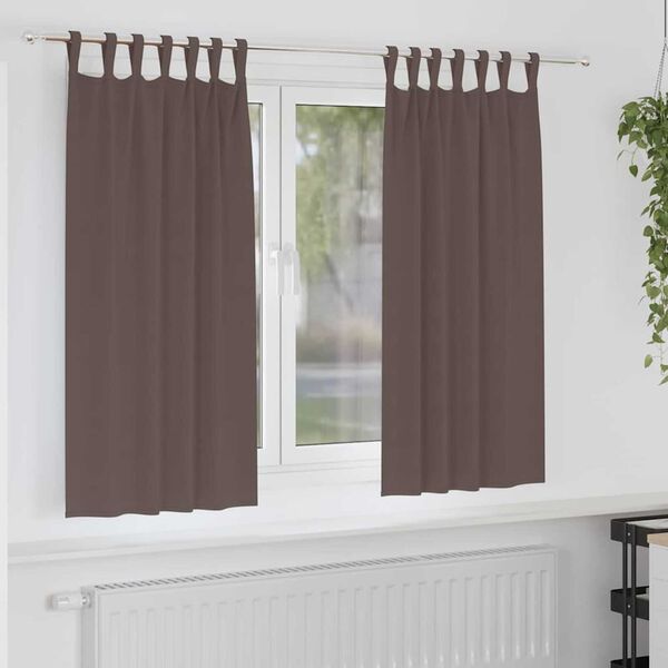 vidaXL M&oslash;rkleggende Gardiner med Ringer 2 pcs M&oslash;rk brun 175 x 140 cm