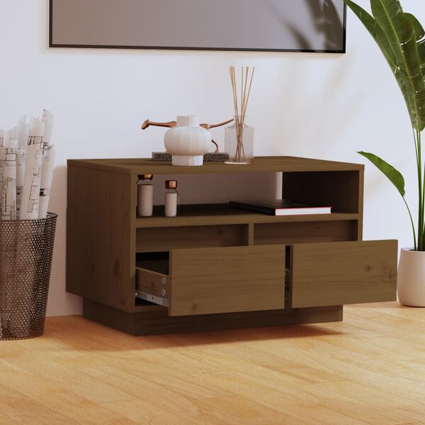 vidaXL TV-benk honningbrun 60x35x37 cm heltre furu