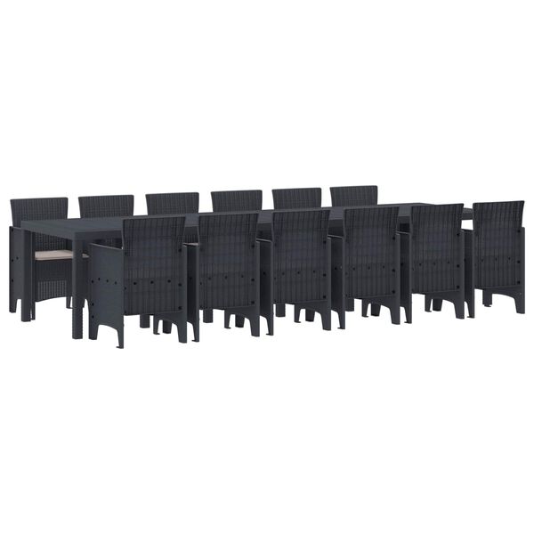 vidaXL Hage Spisegruppe 13 pcs Antrasitt Polt rattan