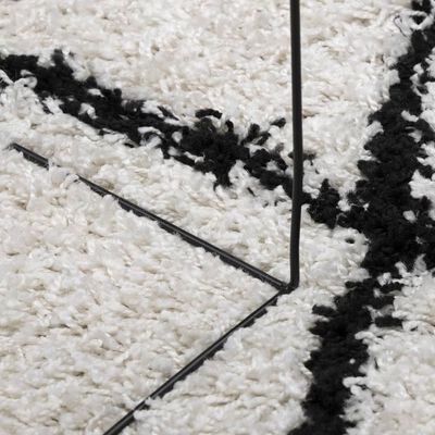 vidaXL Tykt teppe PAMPLONA høy luv moderne krem og svart 240x240 cm