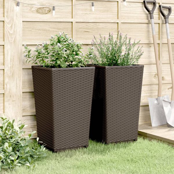 vidaXL Plantekasser 2 stk brun 32,5x32,5x57 cm PP