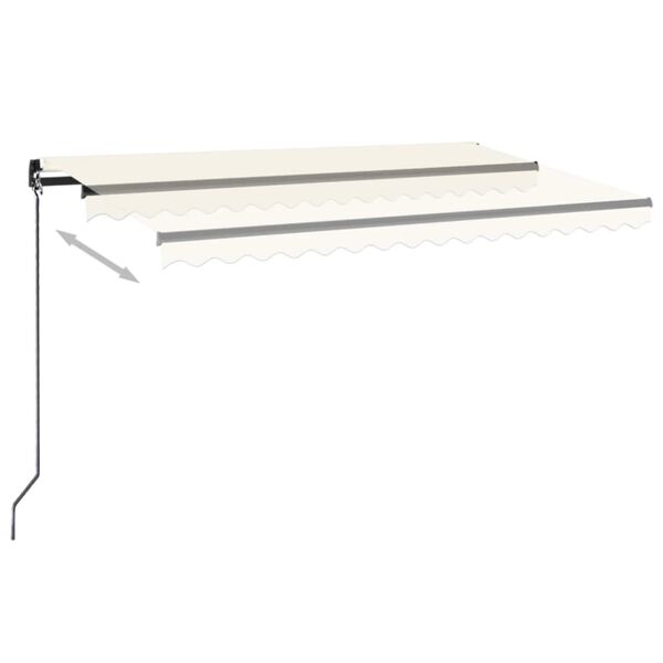 vidaXL Manuell uttrekkbar markise med LED 450x350 cm kremhvit