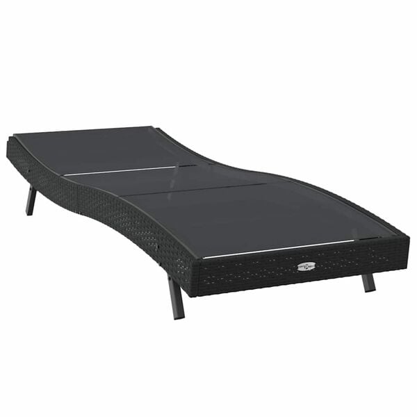 vidaXL Solstol 1-person Svart 70 x 197 x 82 cm Poly rattan og metall