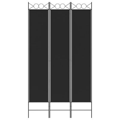 vidaXL Romdeler 3 paneler svart 120x220 cm stoff
