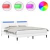 vidaXL Sengestamme med LED-lysstrimler Hvit 180 x 200 cm Kunstl&aelig;r