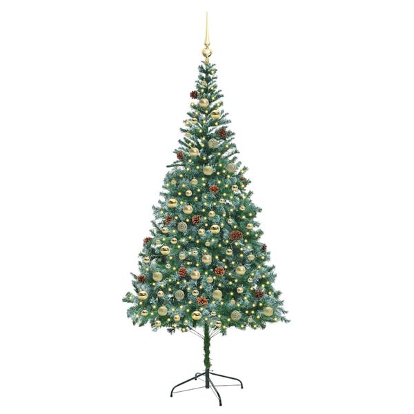 vidaXL Kunstig juletre med 300 LED med stativ grønn 210 cm PVC og stål