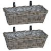 vidaXL Hengende Plantekurv 2 pcs Gr&aring; 48 x 22 x 15 cm Lacak Rattan