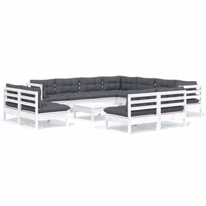 vidaXL Hagesofagruppe med puter 12 deler heltre furu
