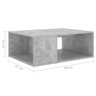 vidaXL Salongbord betonggrå 90x67x33 cm sponplate