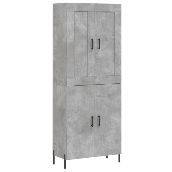 vidaXL Highboard betonggr&aring; 69,5x34x180 cm konstruert tre