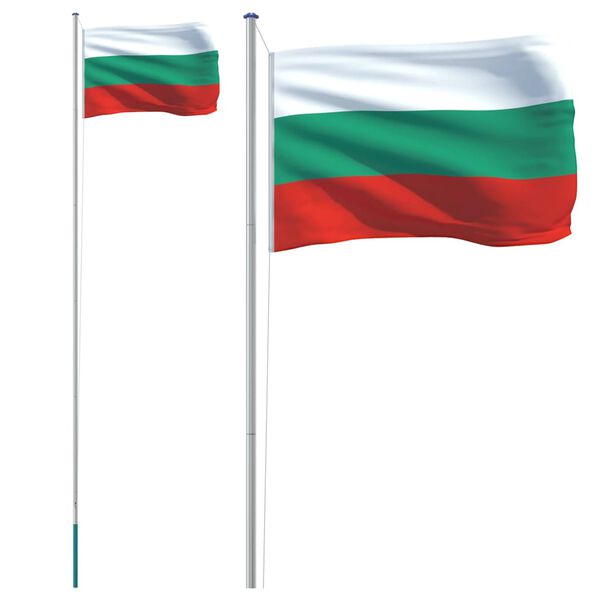 vidaXL Bulgarsk flagg og stang 6,23 m aluminium