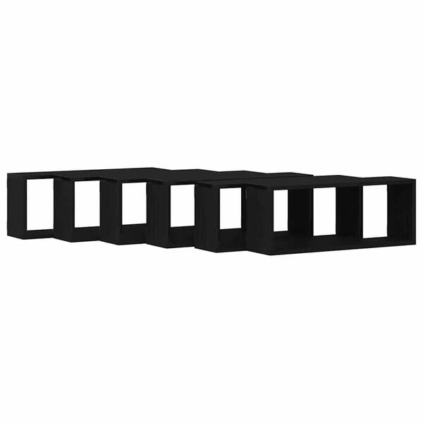 vidaXL Vegghyller 6 pcs Svart eik 60 x 15 x 23 cm Konstruert tre