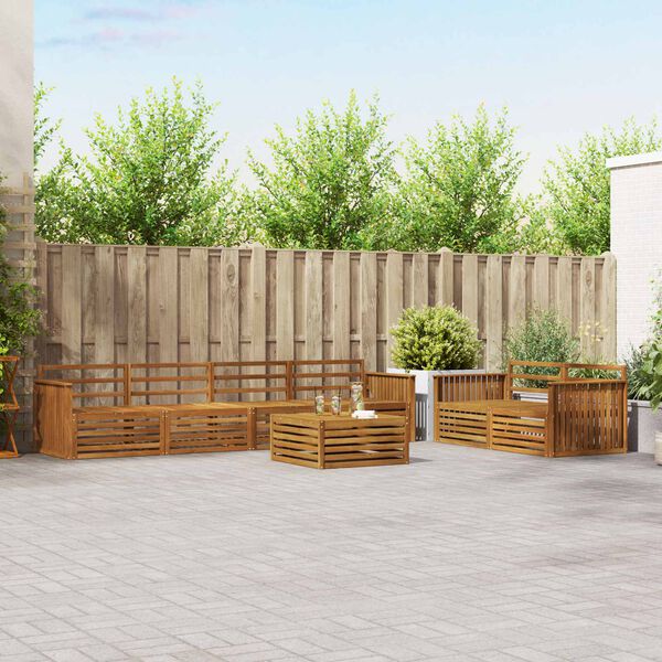 vidaXL Utend&oslash;rs sofa-sett 7 pcs Naturlig Solid akasietre